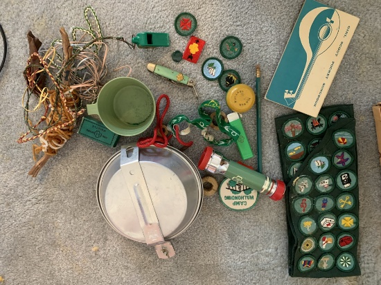 Vintage Girl Scout Items - Pocket Knife, Manual, Flashlight & More