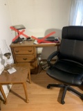 Office Chair, Desk, Hob Nob lamp, Side Stand