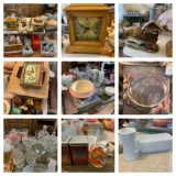 Large Group of Glassware, Mantel Clock, Christmas Cards, Mugs, Vases & More