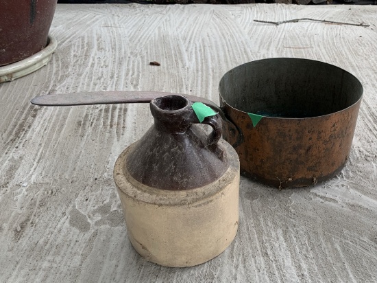 Copper Pot and Stoneware Jug
