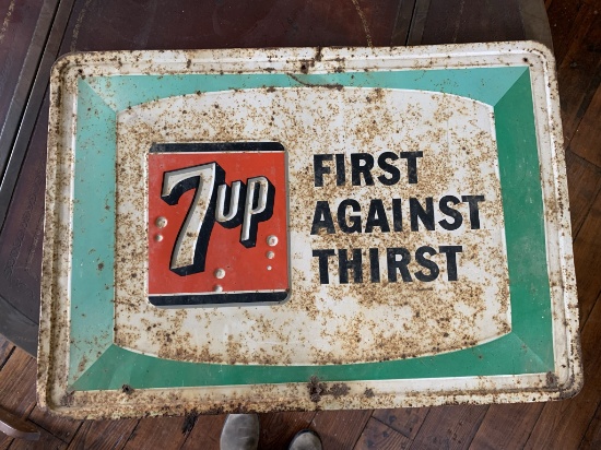 Vintage Metal 7up Sign "First Against Thirst"