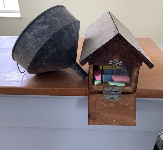 Birdhouse Box & Antique Funnel
