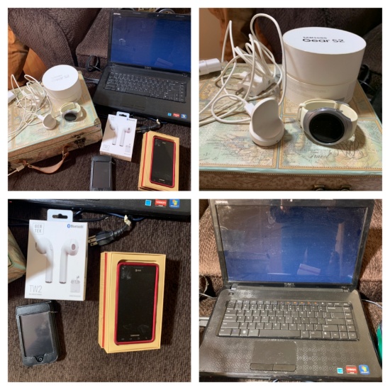 Group of Electronics - Dell Laptop, Samsung Gear S2 Watch, Samsung Phone & More