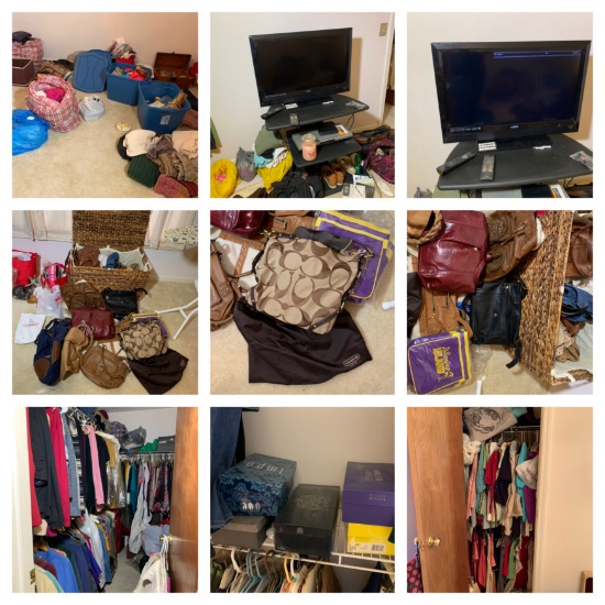 Huge Bedroom Clean Out - Women's Clothing Sizes Large and XL, Shoes 71/2 & 8, Purses & More