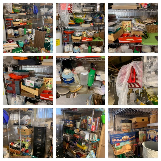 Clean Out - Shelving Units, Kitchen Items, Tupperware, Popcorn Maker, Crafting Items, Games & More