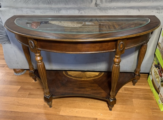 Half Round Entry Table with Glass
