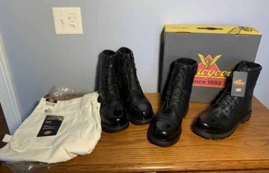 2 Pairs of NEW Thorogood Job Fitted Boots Size Men 13 Width & NEW Dickies Utility Shorts Relaxed Fit