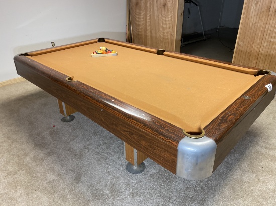 Vintage Mid Century Modern 8.5' Slate Pool Table by Edison Billiard Ohio