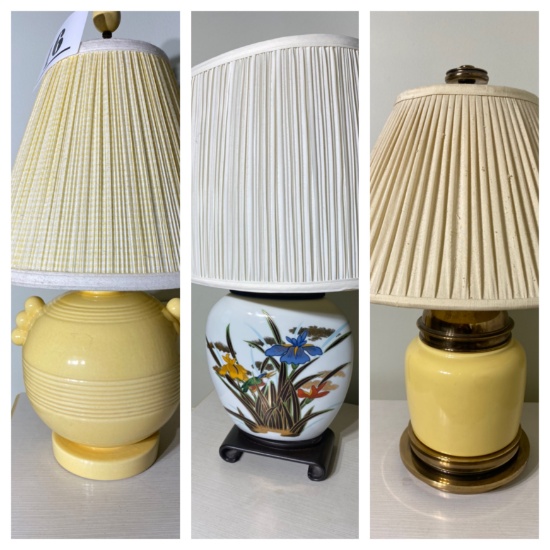 Group Lot of 3 Vintage Lamps