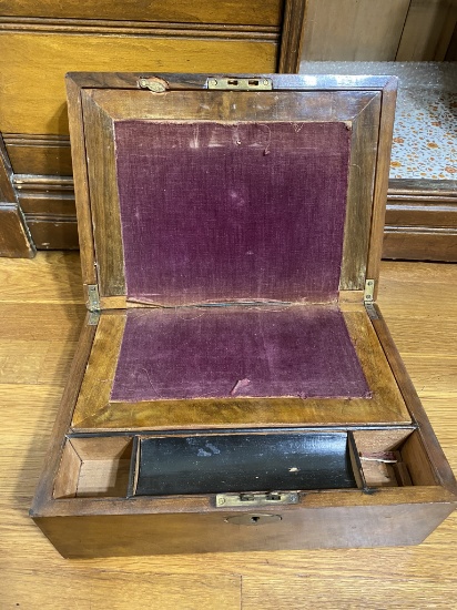Antique Wooden Document Box Writing Desk