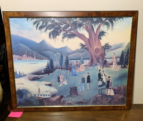 "Outing on the Hudson" Print, Signed County Fair Print & Oil on Canvas Residence of David Twining