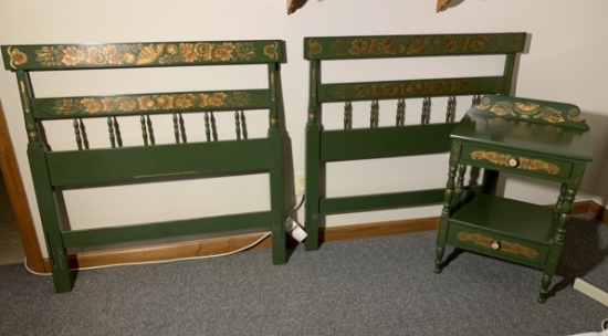 2 Single Head Boards & 1 Night Stand by Hitchcock