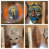 2 Philippine Made Masks, Kaiser Tutankhamun Collector Plate & Colorful Mask