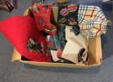 Group of Holiday Items - Table Cloths, Stockings, Tree Skirt & Place Mats