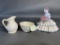 Belleek bowl and creamer, Royal Doulton Figurine