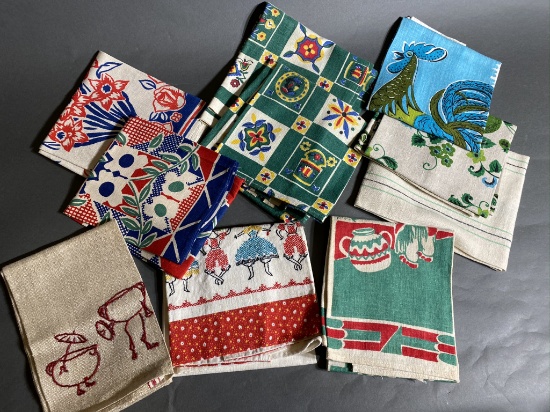 Group of nicer vintage kitchen tea towels