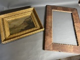 Oil on Board Painting, Early Carved Frame