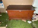 Vintage Cedar Trunk with Red Paint