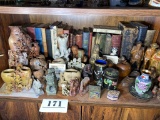 Shelf Lot of Antique, Vintage Asian Items and more