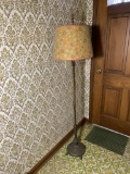 Brass Floor Lamp with Vintage Shade