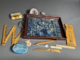 Group of misc items including advertising, Buffalo, Asian silk
