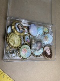 Group lot of Brooches Including Cameo, Hand painted