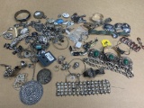 Very large lot antique Sterling silver jewelry 1,209 grams