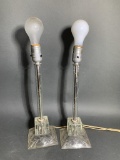 2 Etched Glass Table Lamps