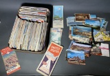 Vintage Travel Postcards & Vintage Maps with Gasoline Company Advertisements