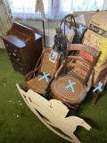 Group lot of assorted antique furniture, lamps and more
