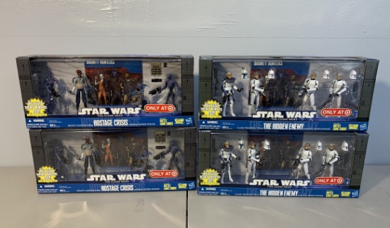(4) Hasbro Star Wars The Clone Wars "Hostage Crisis" & "The HIdden Enemy" Toys