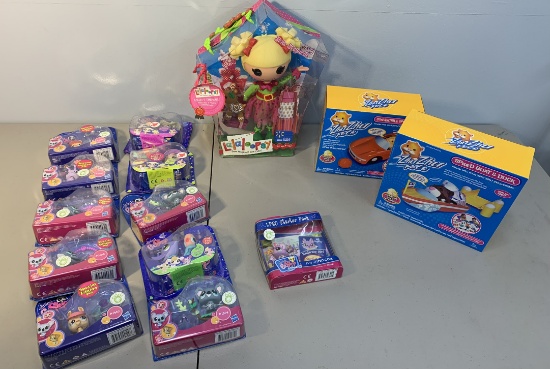 Zhu Zhu Pets - Speed Boat & Dock,  Convertible Sports Car, Lalaloopsy Holly Sleighbells & Littlest P