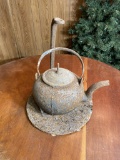 18th Century Cast Iron Teapot and Unusual Platform