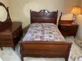 Early 1900s Bedroom Set - Dresser with Mirror, Wash Stand, Bed
