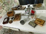 Counter Lot of Jewelry and Music Boxes