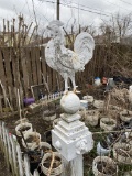 19th Century Painted Tin Rooster Fence Post or Roof Topper