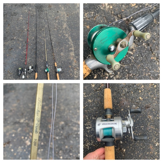 4 Fishing Poles & Reels - Cardinal 753 Reel on ABU Garcia Fish Stik Rod, Impact Reel on Berkley Rod