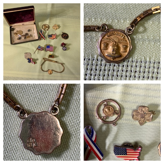 Medals, Pendants, Tie Tack including 10k gold