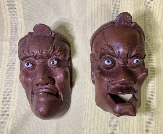 Hand Carved Japanese or Chinese Masks