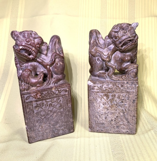 Foo Dog Bookends.  See Photos for Damage