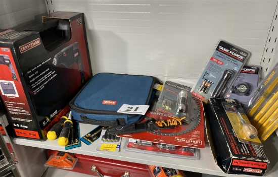 Shelf lot of assorted tools