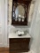 Antique Marble Top Dry Sink &  Decorative Wooden Mirror Shelf