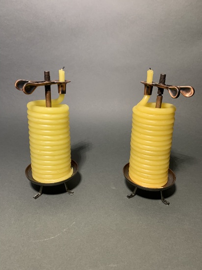 2 Antique Look Wax Jack Coiled Candle Holders