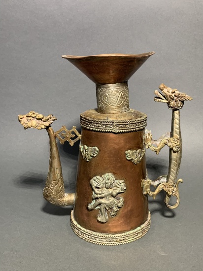 Decorative Copper Dragon Themed Teapot