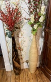 2  Tall Decorative Vases - 1 Made from Wood
