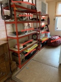 2 Red Shelving Units (Contents Not Included)