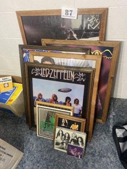 Group Lot of Vintage Led Zeppelin, Beatles etc Movie Posters, Mirrors