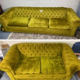 Pair Mid Century Green Sofas