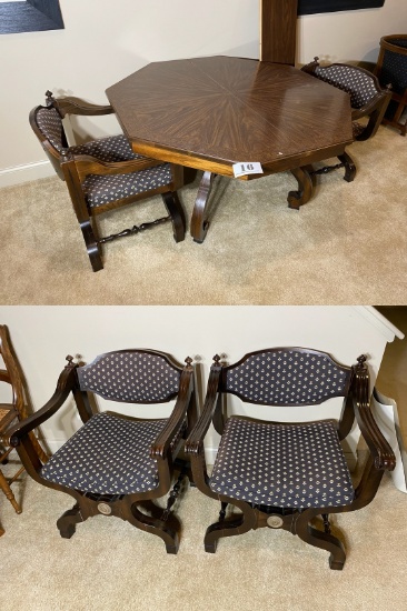Mid Century Octagonal Table w/4 Unusual Chairs