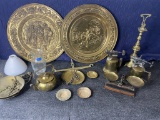 Group Lot of Brass Items, Crystal Vase and More - Antique Scale